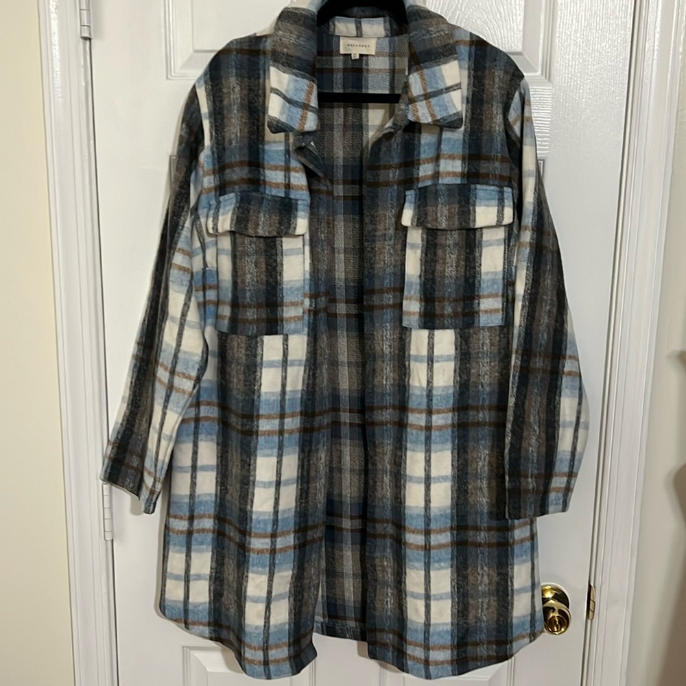 Melloday Plaid Shirt Jacket.  Size 2X